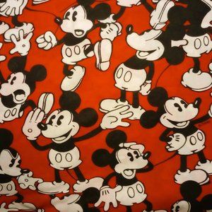 Title: "Vintage Disney Early Mickey Mouse Twin Flat Sheet -Red, White, and Black